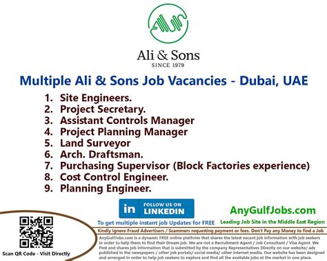 Multiple Ali Sons Job Vacancies Dubai Uae Anygulfjobs