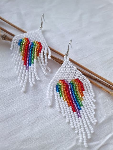 Pride Earrings Rainbow Heart Earrings Lgbt Earrings Etsy