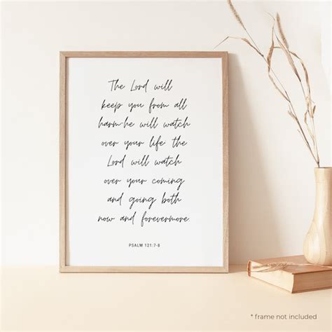 Psalm 121 7 8 The Lord Will Keep You From All Harm Quote Print Etsy