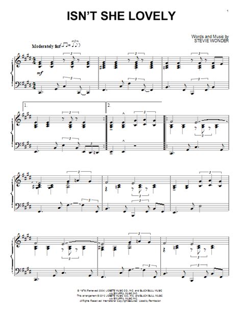 Isn T She Lovely By Stevie Wonder Sheet Music For Piano Solo At Sheet