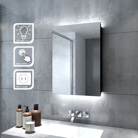 ELEGANT Bathroom Mirror Cabinet with LED Light and Shaver Socket Wall ...