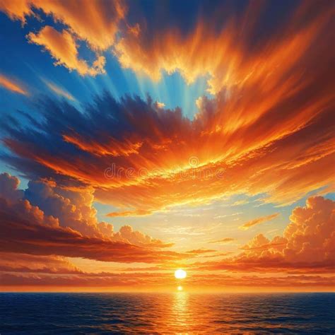 A Stunning Sunset Painting The Sky In Shades Of Orange And Casting A