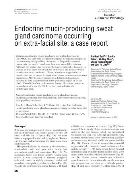 PDF Endocrine Mucin Producing Sweat Gland Carcinoma Occurring On