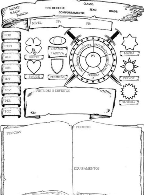 Modelo de Ficha RPG de Mesa Wiki DIVULGAÇÃO Amino