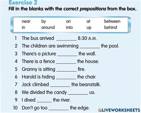 Prepositions Online Exercise For 5 Live Worksheets Worksheets Library