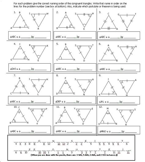 Triangle Congruence Postulates Worksheets