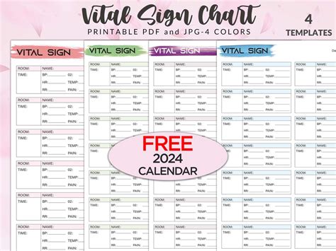 Printable Vital Sign Chart Vital Sign Log Vital Sign Tracker Vital Sign Sheet Nursing Vitals