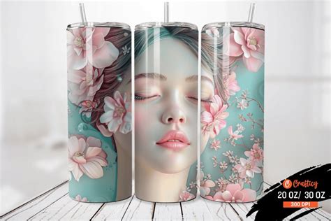 3d Floral Girl Tumbler Wrap