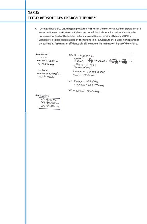 Solution Hydraulics Bernoulli S Energy Theorem Problems And Solutions