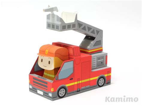 Fire Truck Paper Toy / Printable Paper Craft PDF / Tatten Plus ...