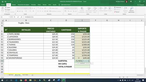 Ejercicios De Excel Para Practicar