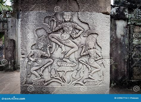 Carving of Apsara Dancers Angkor Wat Stock Photo - Image of dancer, deterioration: 23967714