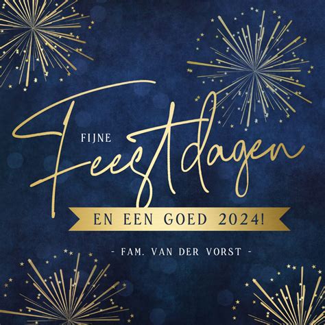 Stijlvolle Nieuwjaarskaart Fijne Feestdagen Met Kaartje Go