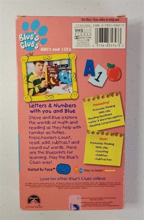 Blues Clues ABCs And 123s VHS 1999 97368357433 EBay