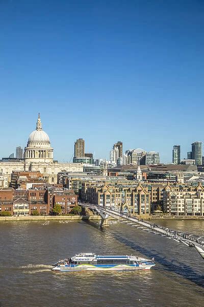 St Pauls Cathedral And Millennium Bridge London England