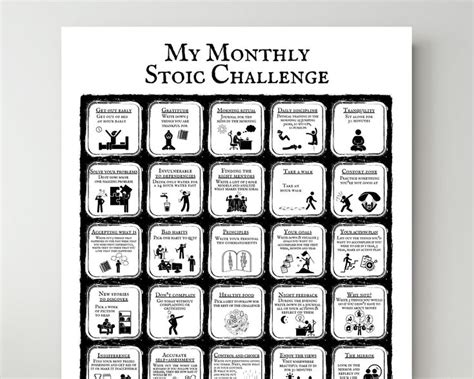 Monthly Stoic Training Poster Printable, Daily Stoic Teachings Monthly ...