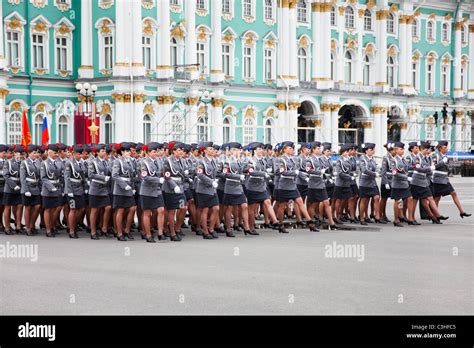 Military Parade During Rehearsal For The Upcoming Celebration Of 66th