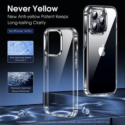 Amazon CASEKOO Upgraded Crystal Clear IPhone 14 Pro Case Never