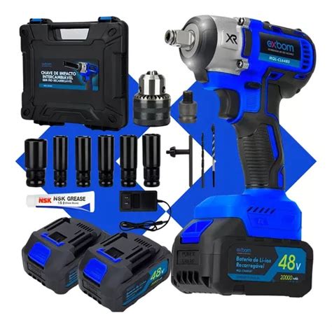 Parafusadeira Chave De Impacto 1 2 Bateria Lítio 48v Bivolt Cor Azul