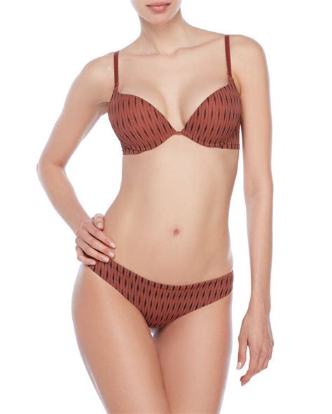 La Perla Sexy Town Brown Print Mesh Molded Push Up Uw Bra 32c Brazilian