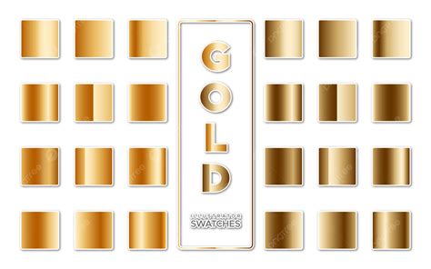 Premium Gold Gradients Illustrator Swatches Pack Vector Golden Gradient Golden Swatches