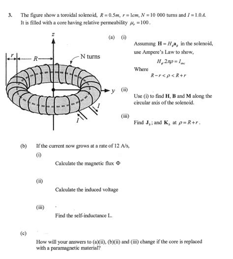 Solved The Figure Show A Toroidal Solenoid R 0 5m R Lem