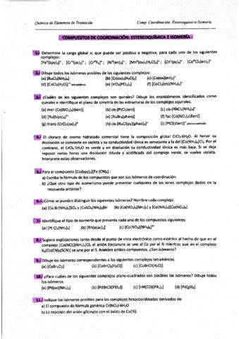 Compuestos De Coordinacion Estereoquimica E Isomeria Pdf