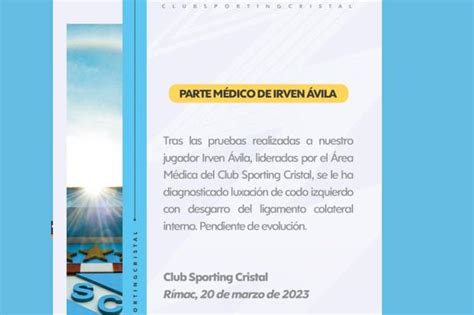 Sporting Cristal Revela Cuál Es La Gravedad De La Lesión De Irven Ávila Y Cuándo Volvería A