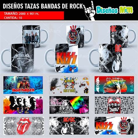 PLANTILLAS PARA SUBLIMAR TAZAS BANDAS DE ROCK Tazas Disenos De Unas