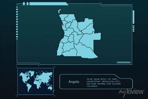 Angola Map Futuristic Infographic Map Element Collection Background