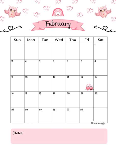 February Calendars Free Printable Pdf