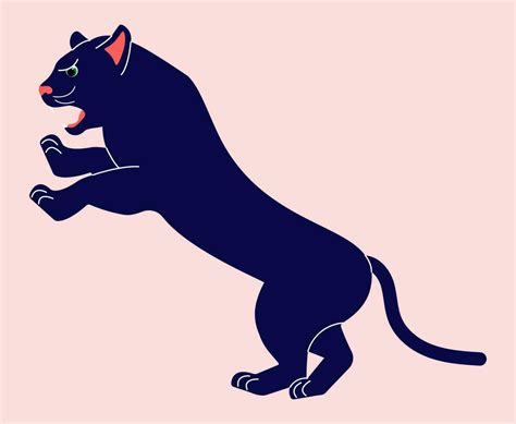 Panther in a jumping pose. Vector illustration of a panther in flat ...