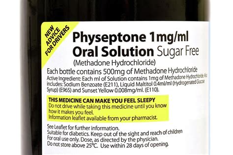 Methadone Drug Bottle Label Photograph by Dr P. Marazzi/science Photo ...