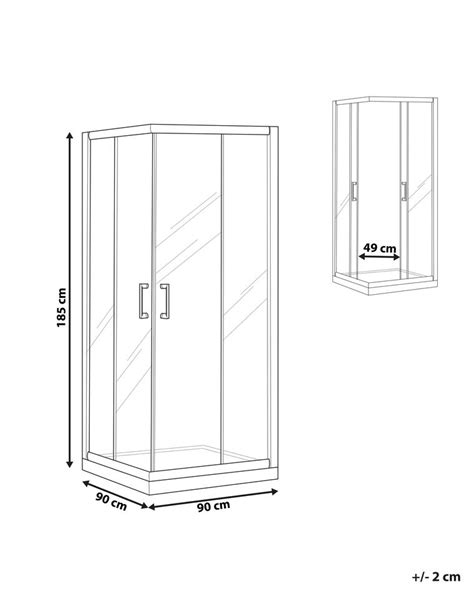 Tempered Glass Shower Enclosure 90 X 90 X 185 Cm Silver Tela Beliani