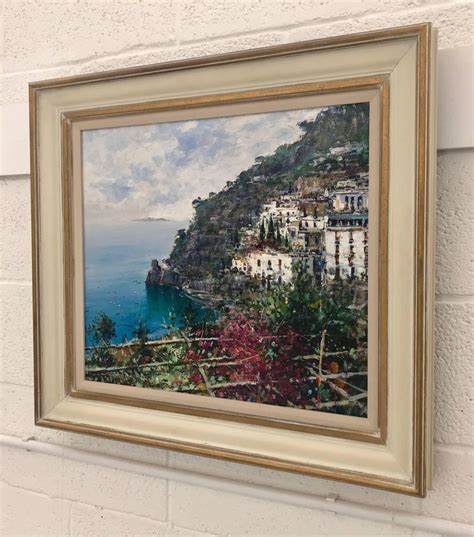 Andrea Patrisi Costiera 20th Century Coastal Seascape Oil Painting On