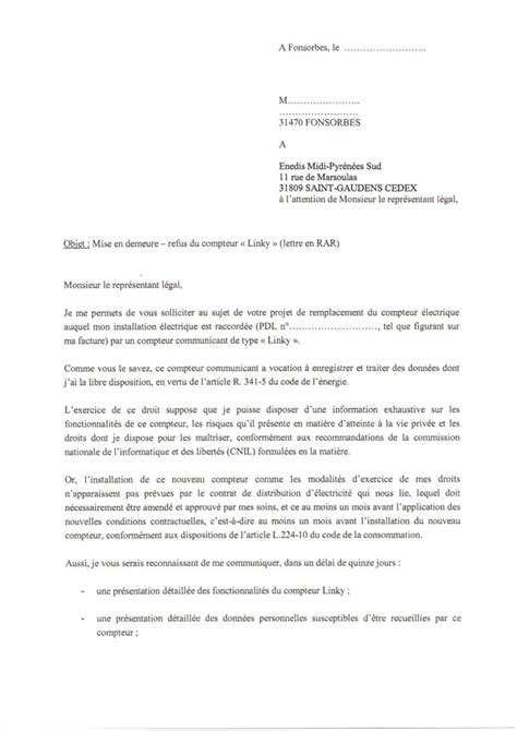 LETTRE DE REFUS LINKY Fonsorbes L Humain D Abord