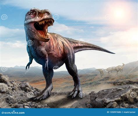 Tyrannosaurus Rex Scene D Illustration Stock Illustration