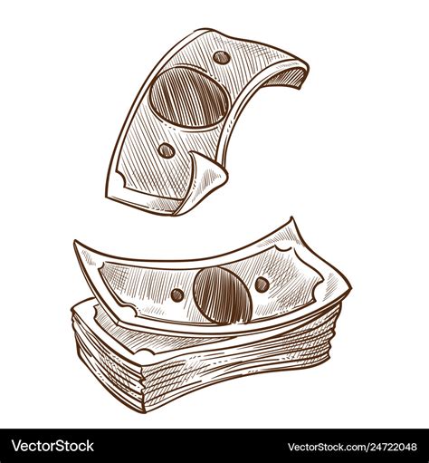 Money sketch isolated banknotes american currency Vector Image