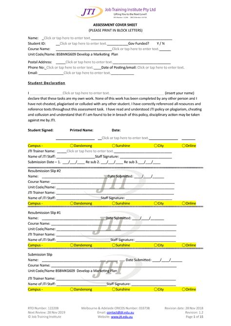 Bsbmkg 609 Develop A Marketing Plan ASSESSMENT COVER SHEET PLEASE