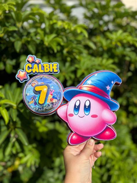 Kirby Cake Topper Kirby Shaker Cake Topper Kirby 3d Cake Topper Etsy