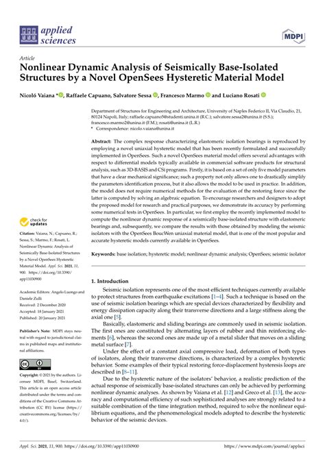 PDF Nonlinear Dynamic Analysis Of Seismically Base Isolated