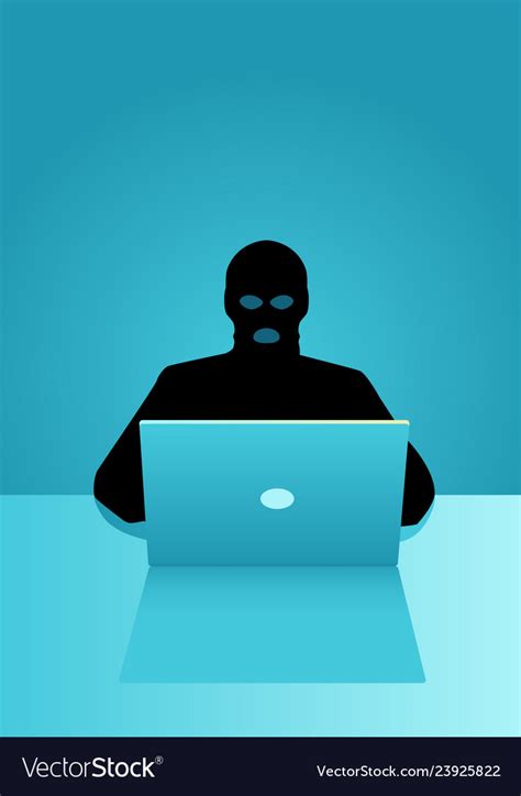 Hacker Behind Laptop Computer Royalty Free Vector Image