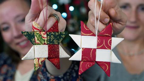 No Sew Scandinavian Folded Fabric Star Christmas Ornament Youtube