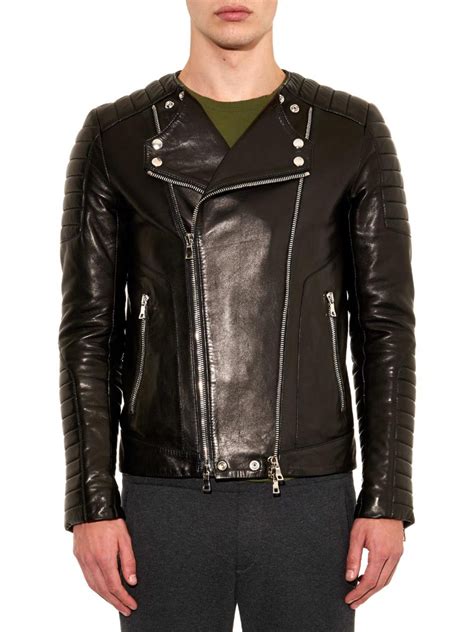 Lyst Balmain Classic Leather Biker Jacket In Black For Men