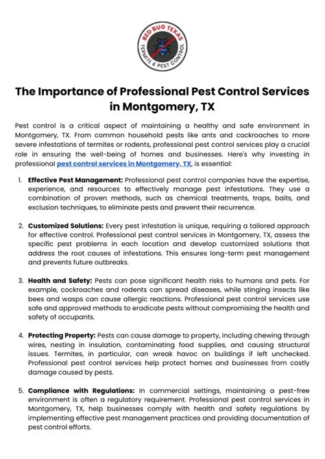 Ppt The Importance Of Professional Pest Control Services In Montgomery Tx Powerpoint