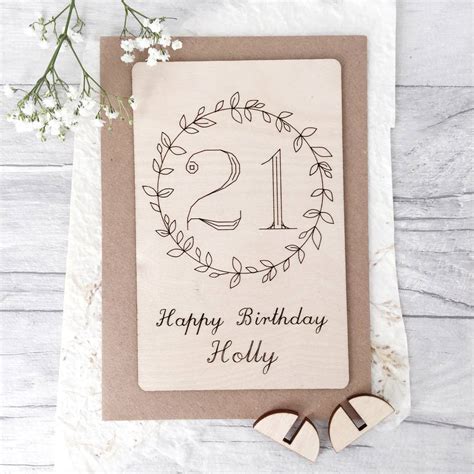 Personalised 21st Birthday Wooden Keepsake Card By Jayne Tapp Design