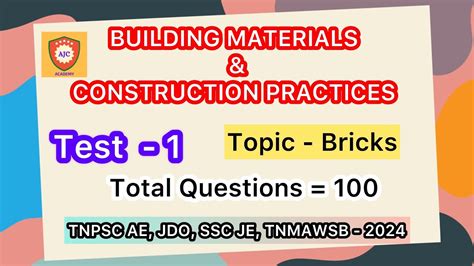 Tnpsc Ae Jdo Ssc Je Tnmawsb Exam Building Materials Test Topic