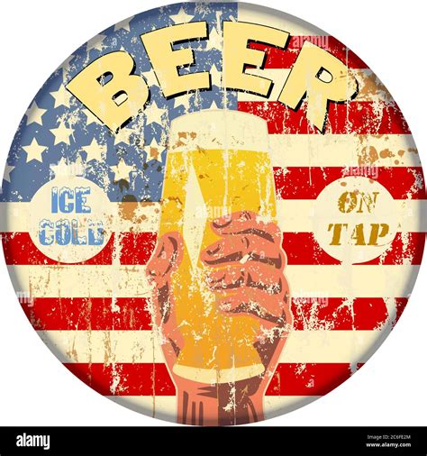 Retro Beer Advertising Enamel Sign Vector Stock Vector Image And Art Alamy