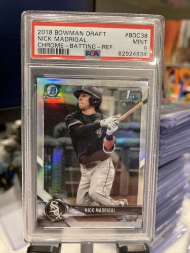 Nick Madrigal 2018 Bowman Chrome Draft Batting Refractor BDC38 PSA 9