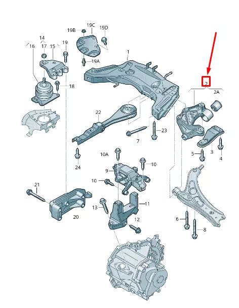 VW FOX 5Z Hinterer Querlenker Längslenker Gummibuchse 1K0407183E NEU